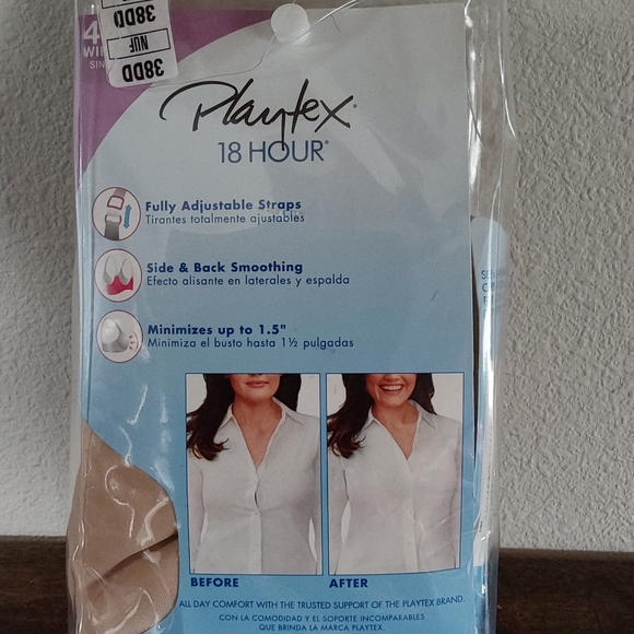 Playtex Womens 18 Hour Smoothing Minimizer Wirefree Bra 4697 Beige 38DD - Picture 2 of 3